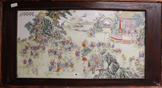 A large Chinese famille rose plaque of Hundred Boys